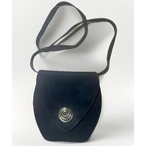 Brian Jeffrey Vintage 90s Black & Gold Suede Leather Purse Made in Spain